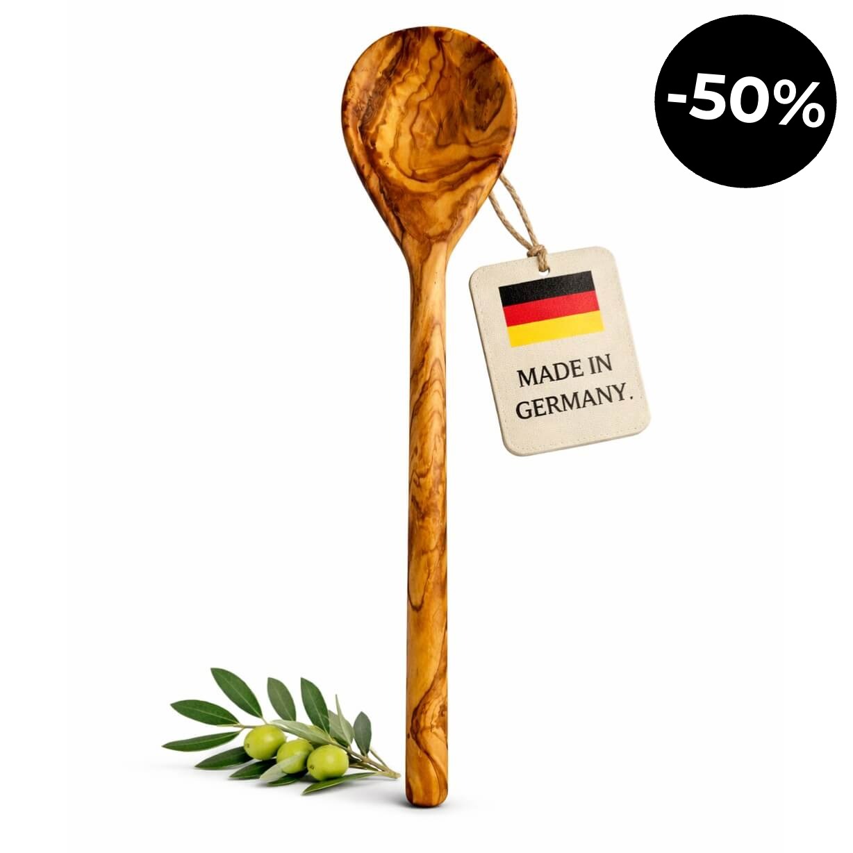 Kochlöffel rund aus Olivenholz (30 cm)