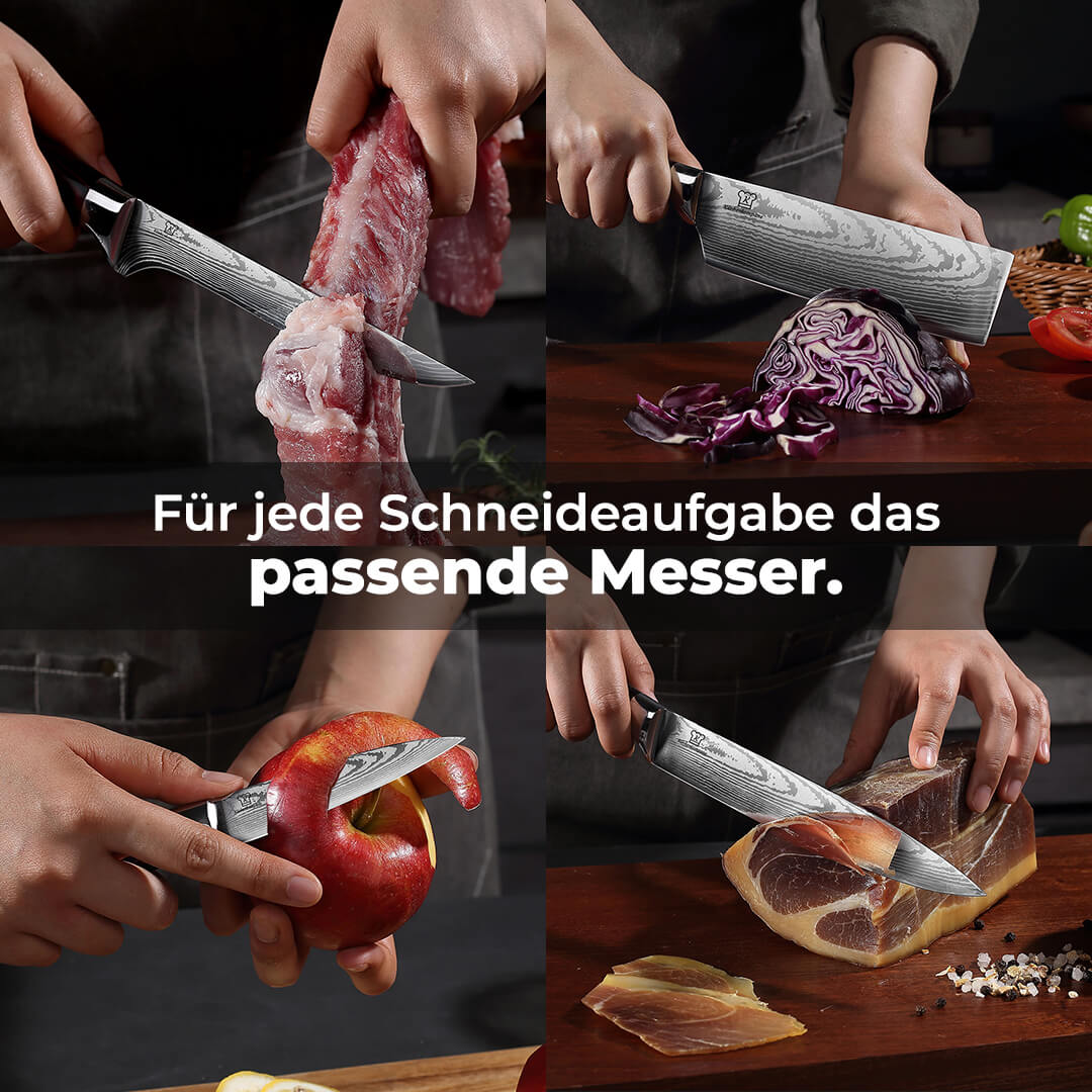 Asiatisches Messerset Premium 8-teilig + Gratis Taschenmesser