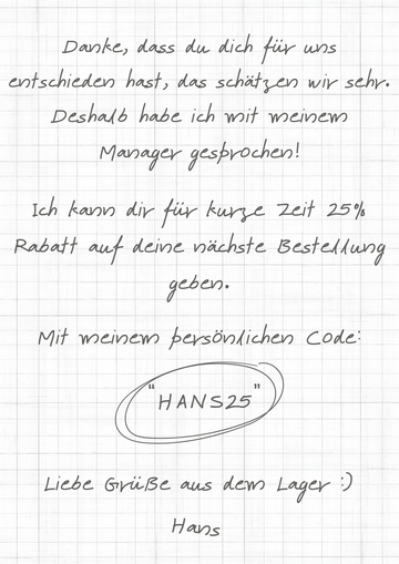Flyer für Pakete 2 - handgeschrieben - DE