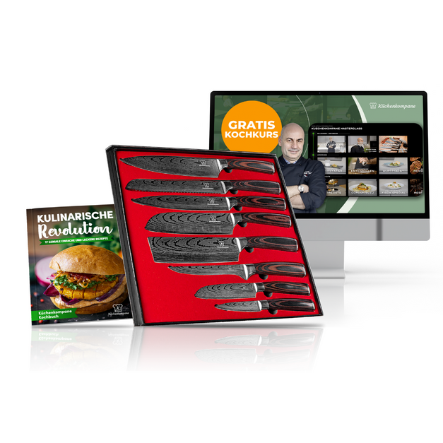 Premium Messerset 8-teilig + Gratis Kochkurs & Buch