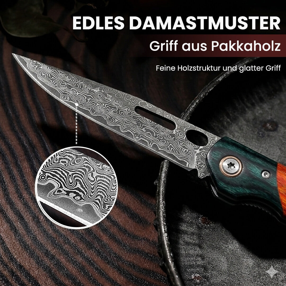 Taschenmesser Damast Noxar + Gratis Santoku