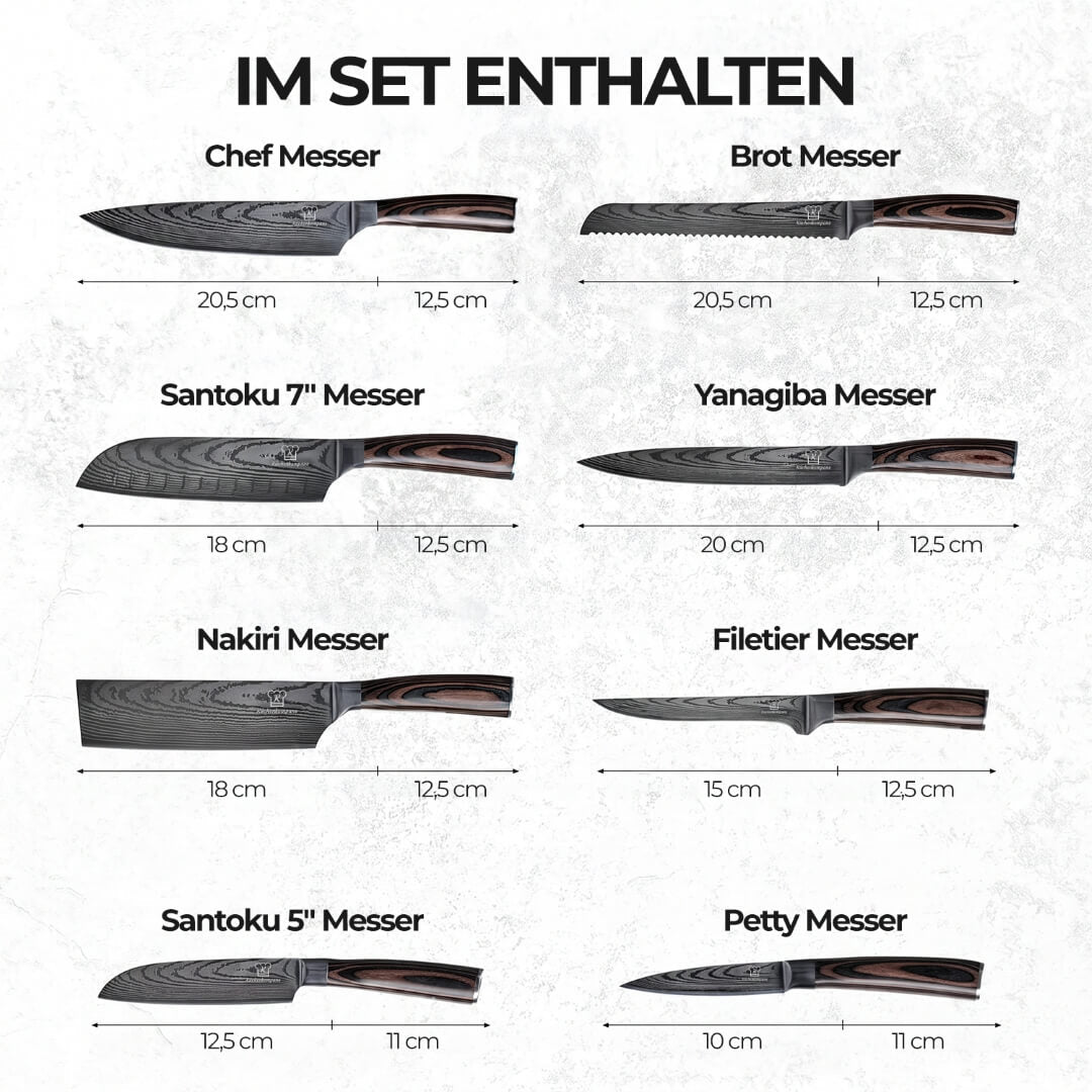 Asiatisches Messerset Premium 8-teilig / VIP