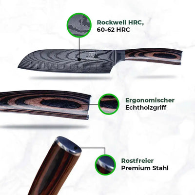 Asiatisches Messerset Premium 8-teilig + Gratis Taschenmesser