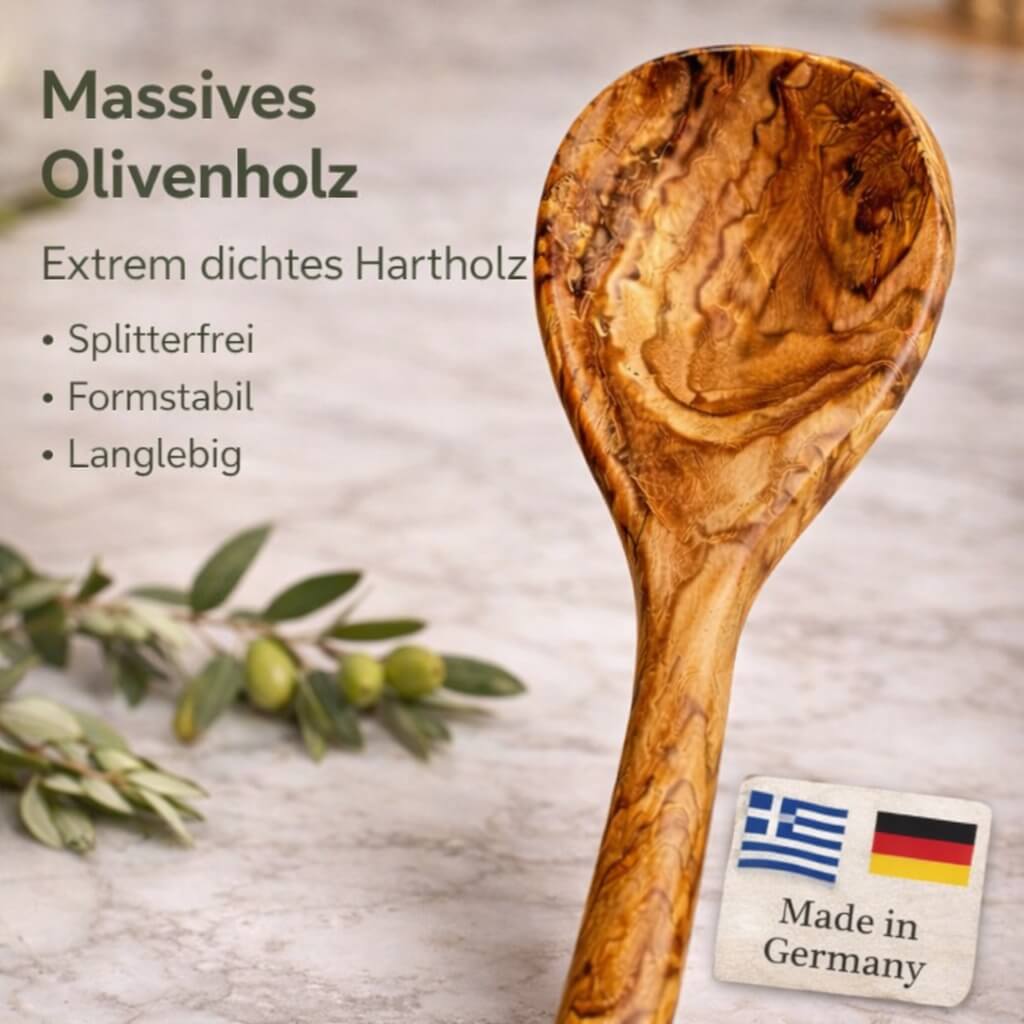 Kochlöffel rund aus Olivenholz (30 cm)