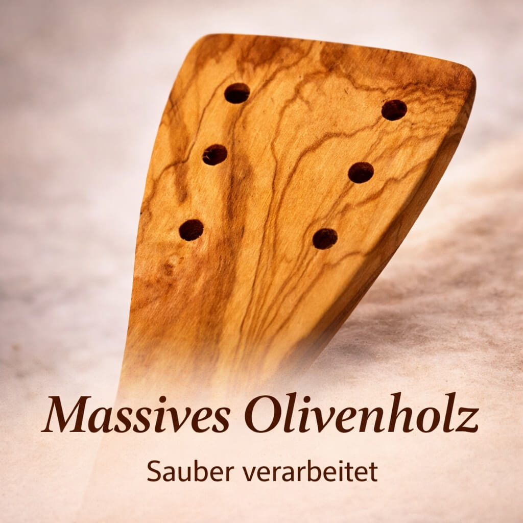 Pfannenwender aus Olivenholz mit Löchern (30cm)
