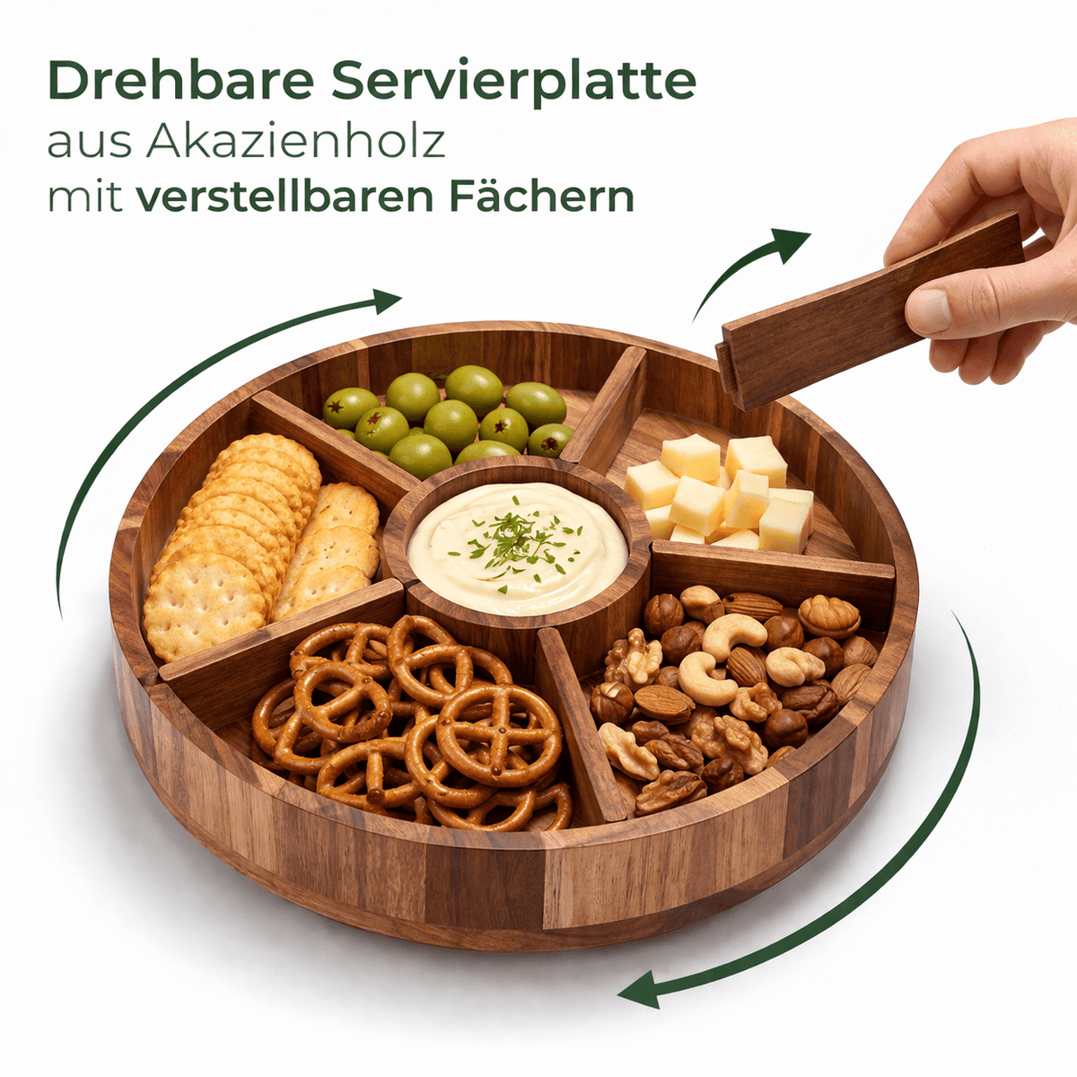 Drehbare Servierplatte aus Holz / VIP