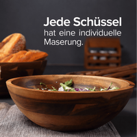 Salatschüssel Set aus Akazienholz – 3 Schüsseln inkl. Salatbesteck
