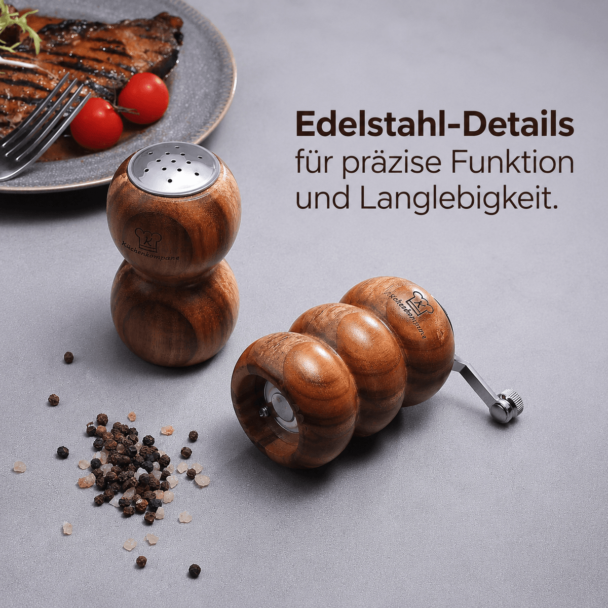 Salzstreuer & Pfeffermühle – 2er Set aus Akazienholz / VIP