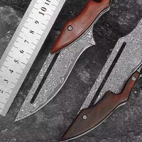 Taschenmesser aus Damast mit Palisanderholzgriff