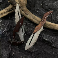 Taschenmesser aus Damast mit Palisanderholzgriff