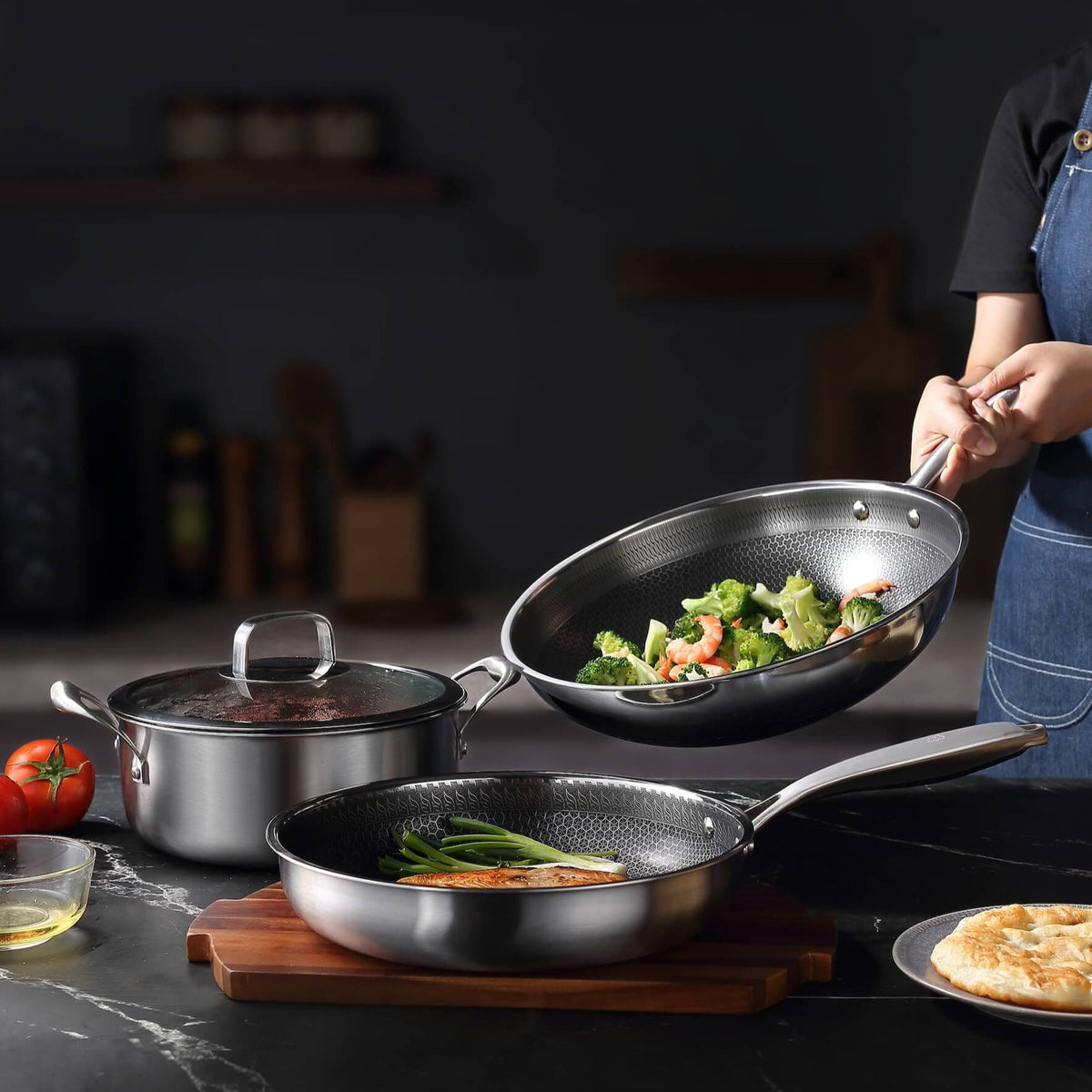 Kochset Sparangebot 3-teilig + Gratis Santoku