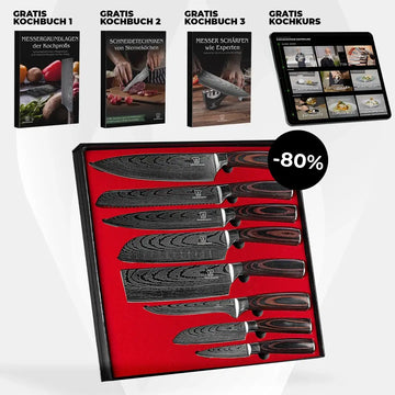 Messerset Premium 8-teilig ( + GRATIS Kochkurs & 3x PDF Kochbücher)