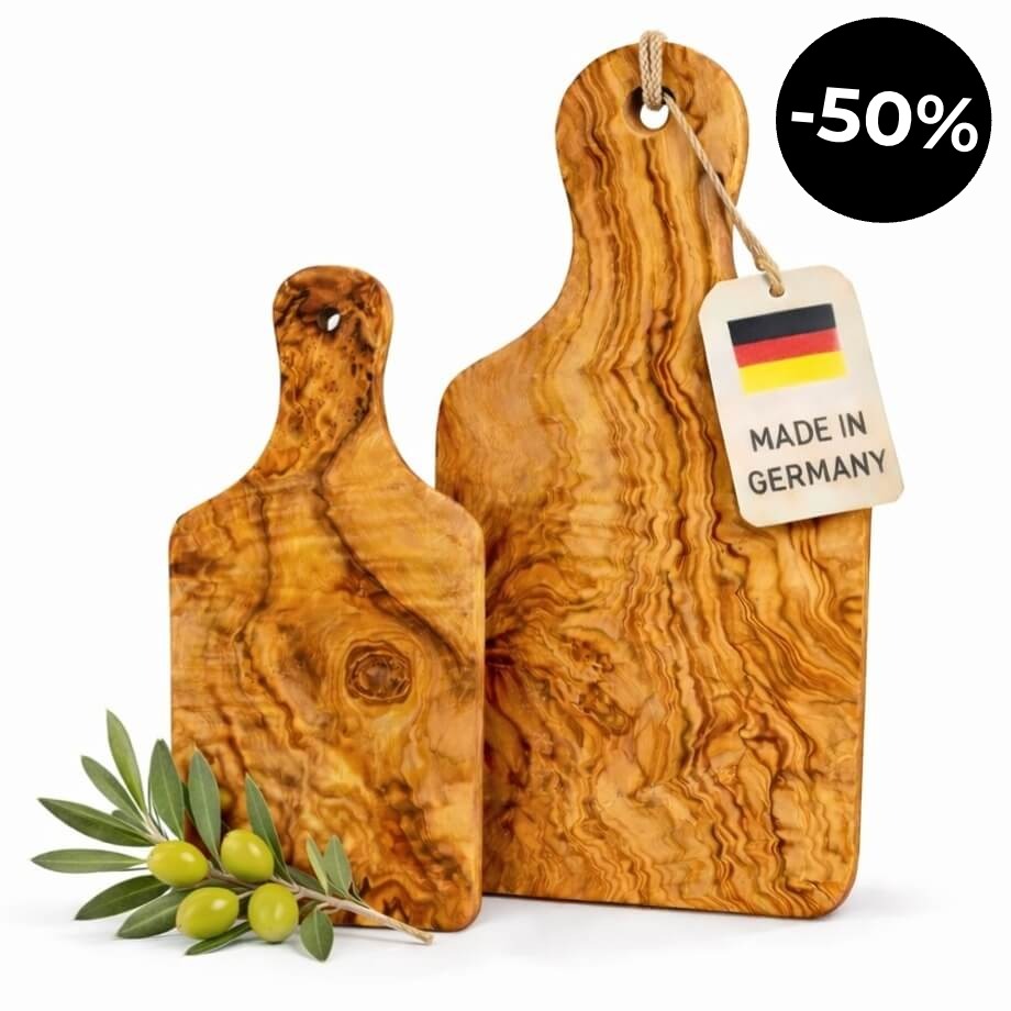 Olivenholz Schneidebrett Set (2er) – Massiv & Handgefertigt