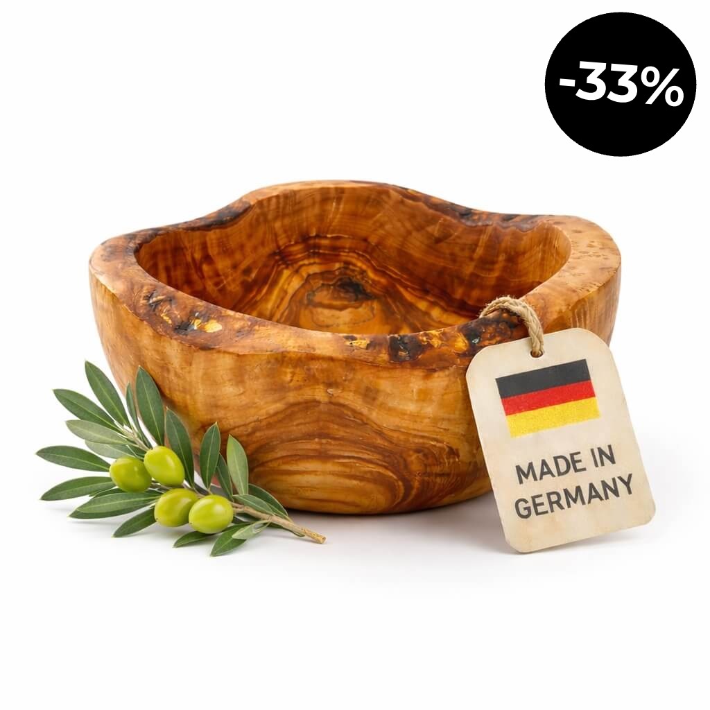 Schale aus Olivenholz - rustikalem Rand (Ø 14 cm)
