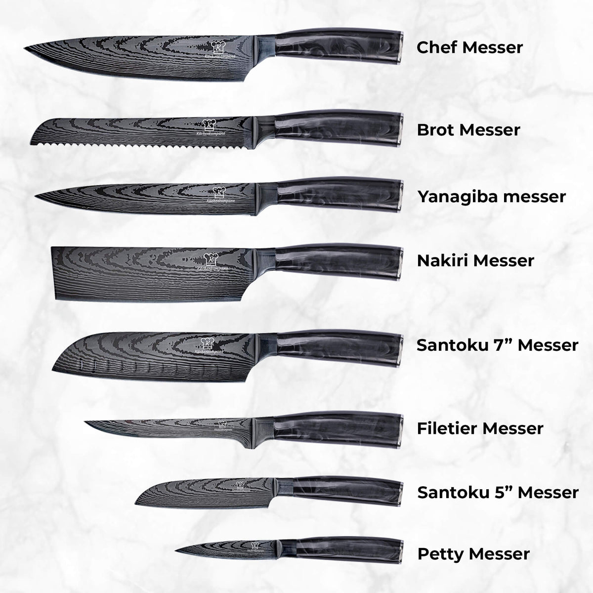 Kuro Messerset Premium 8-teilig