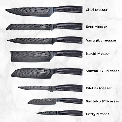 Kuro Messerset 8-teilig + Gratis Taschenmesser