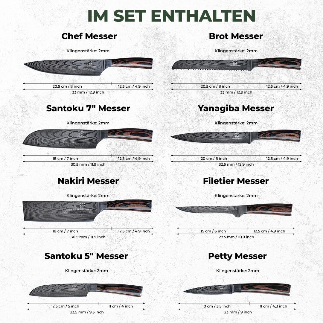 Asiatisches Messerset Premium 8-teilig