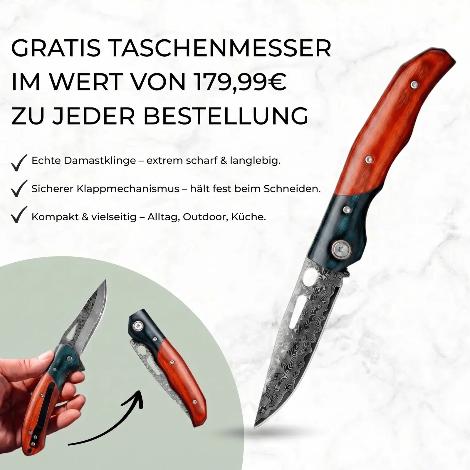 Asiatisches Messerset Premium 8-teilig + Gratis Taschenmesser