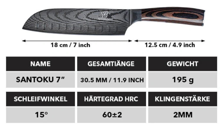 Asiatisches Santoku 7"