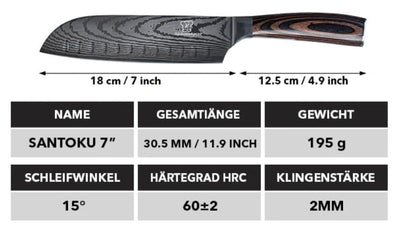 Asiatisches Santoku 7"