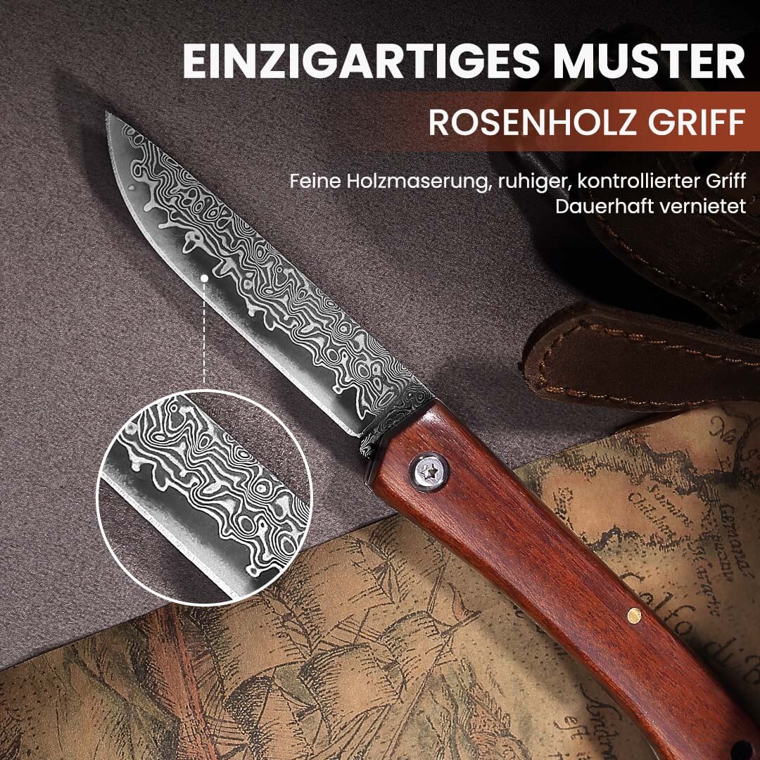 3-teiliges Premium Taschenmesser-Set aus Damaststahl