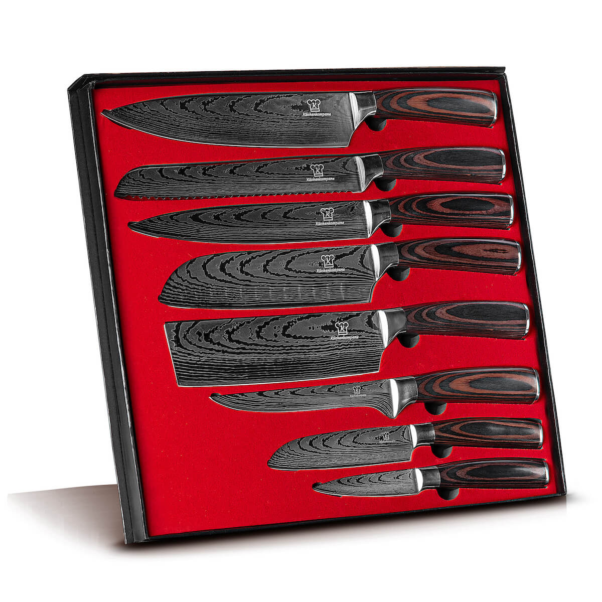Asiatisches Messerset mit Handgeschliffenen Klingen & Holzgriffen