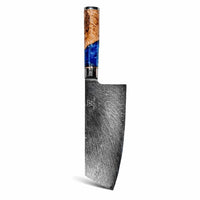 Premium Damast-Cleaver mit hochwertigem Abziehleder