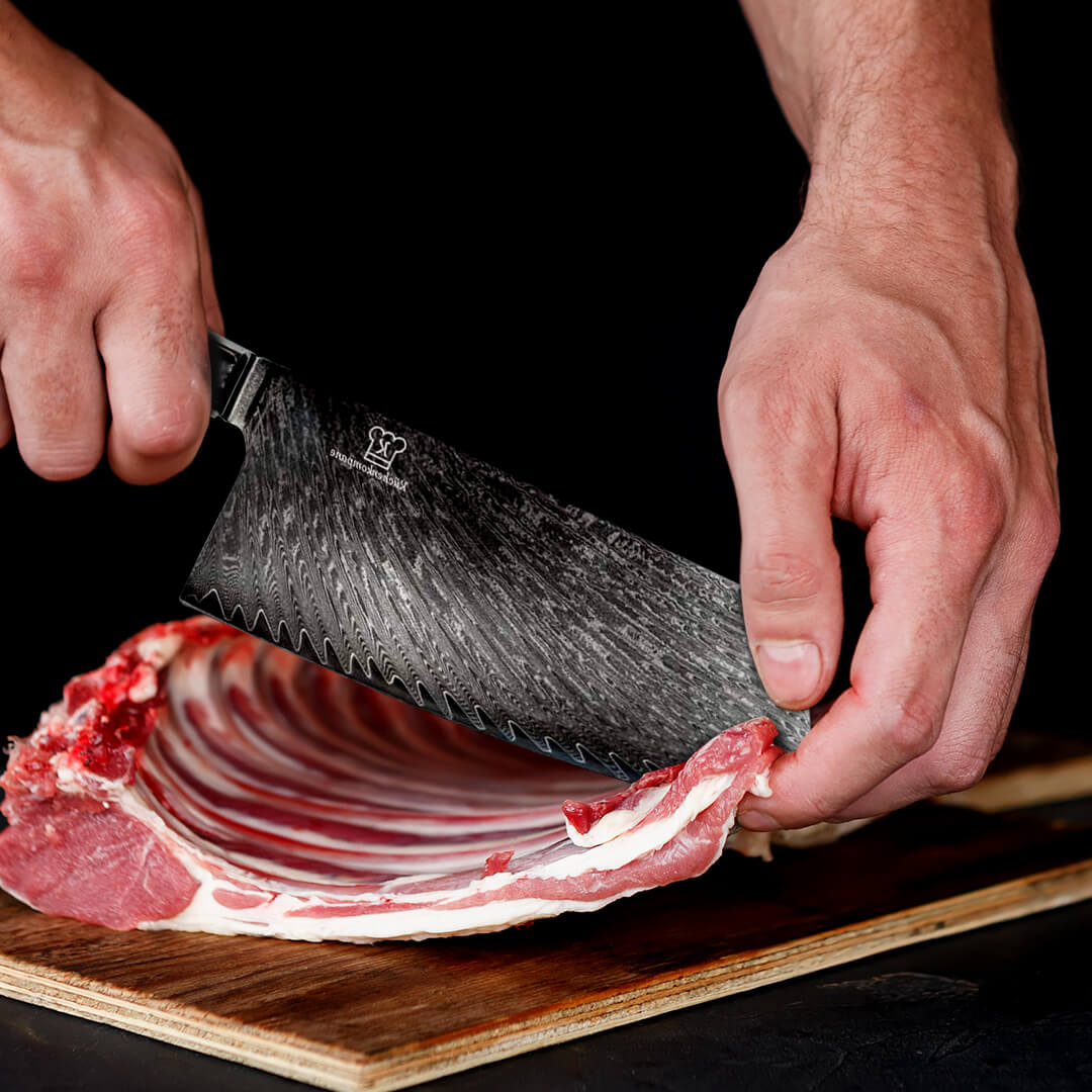 Damastmesser Set mit rutschfestem Holzgriff