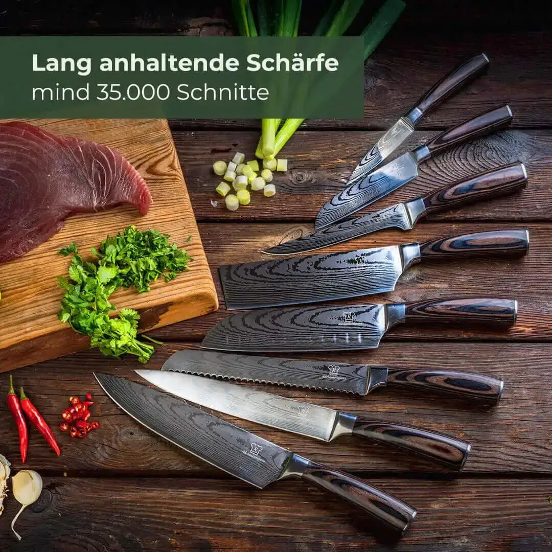 Asiatisches Messerset Premium 8-teilig + Gratis Taschenmesser
