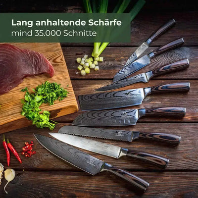Asiatisches Messerset Premium 8-teilig + Gratis Taschenmesser
