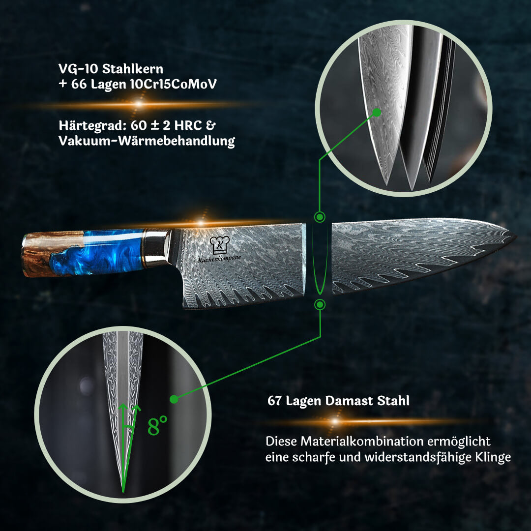 Hochwertiges Damastmesser Set für Profi- und Hobbyköche