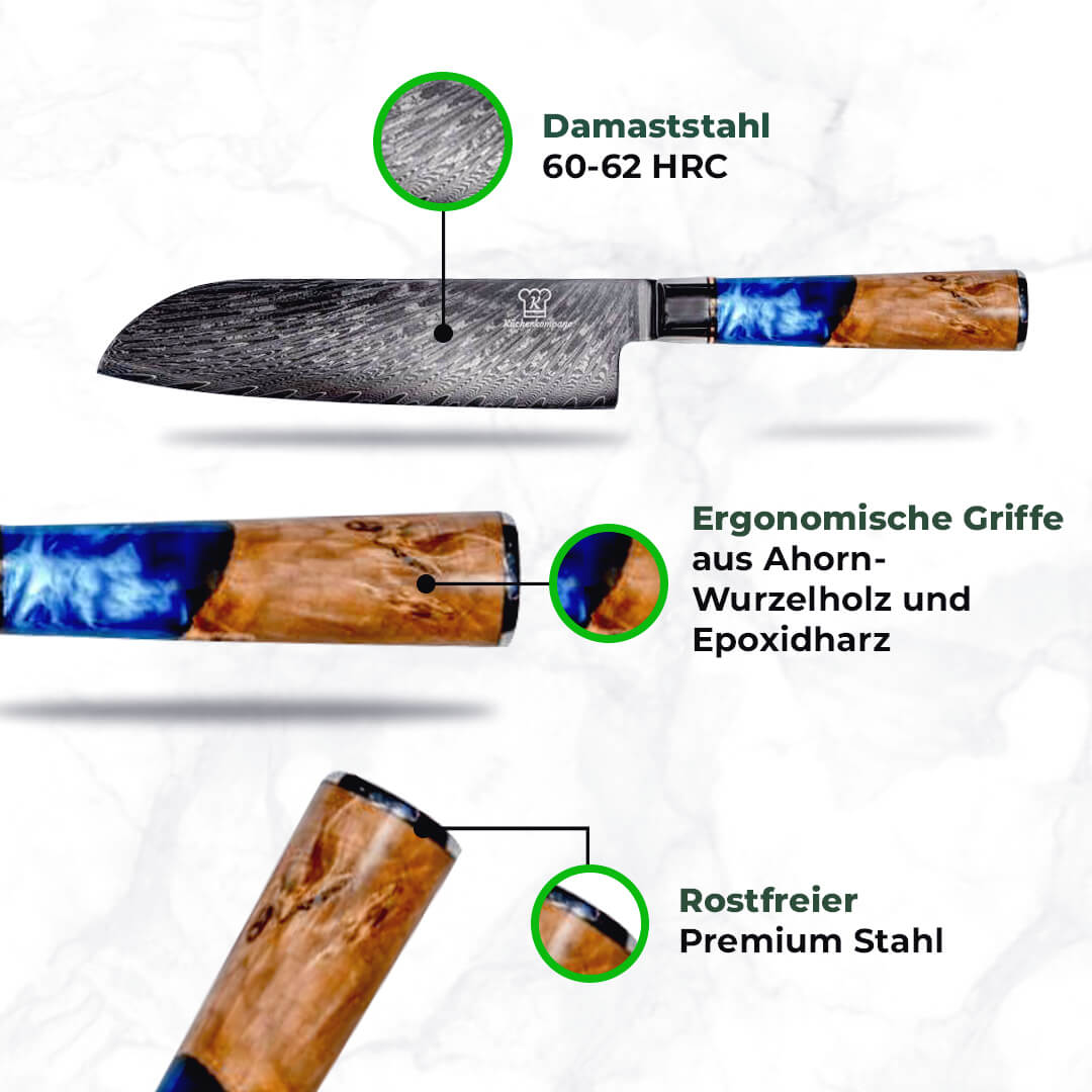 Japanisches Damastmesser Set mit ergonomischem Griff