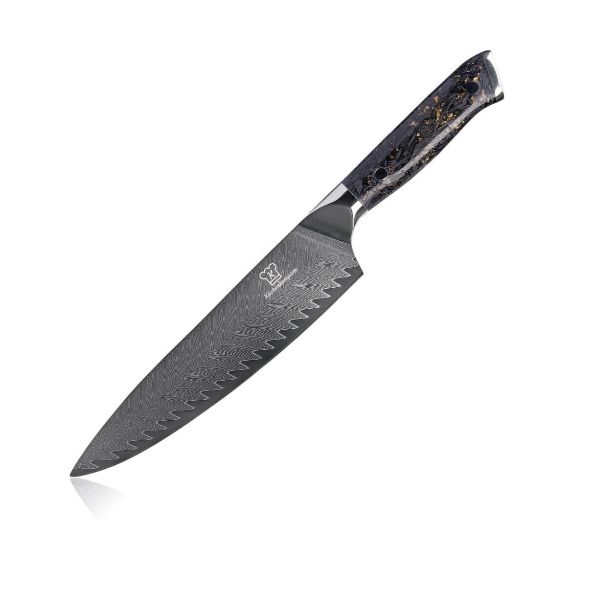 Kiiro Damastmesser Chef mit schwarzer Griffschale