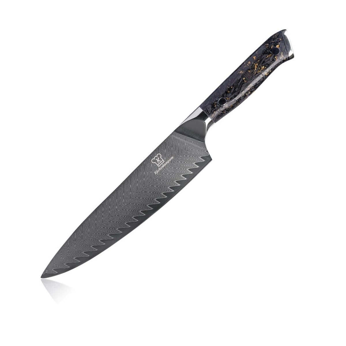 Kiiro Damastmesser Chef mit schwarzer Griffschale
