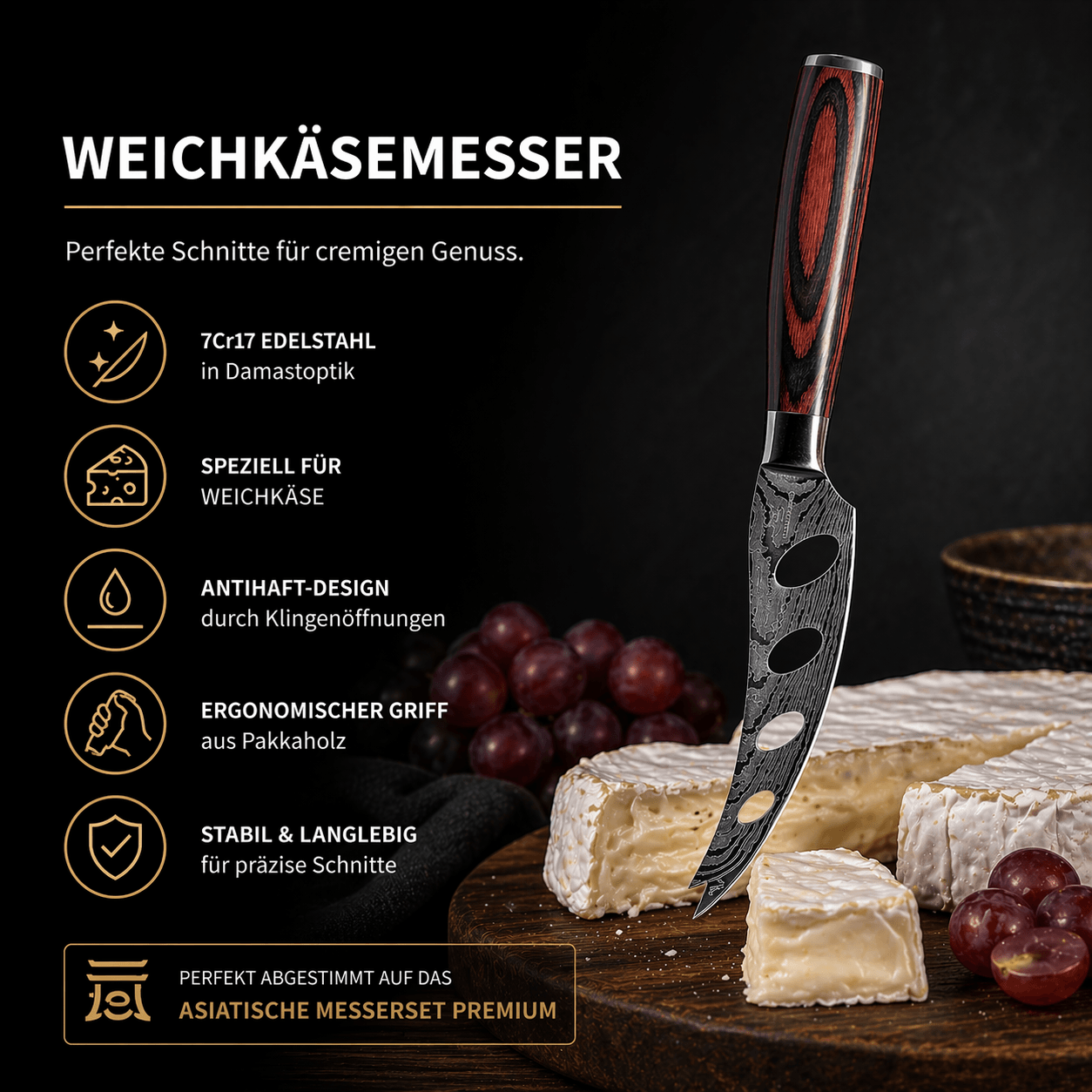 Weichkäse Messer
