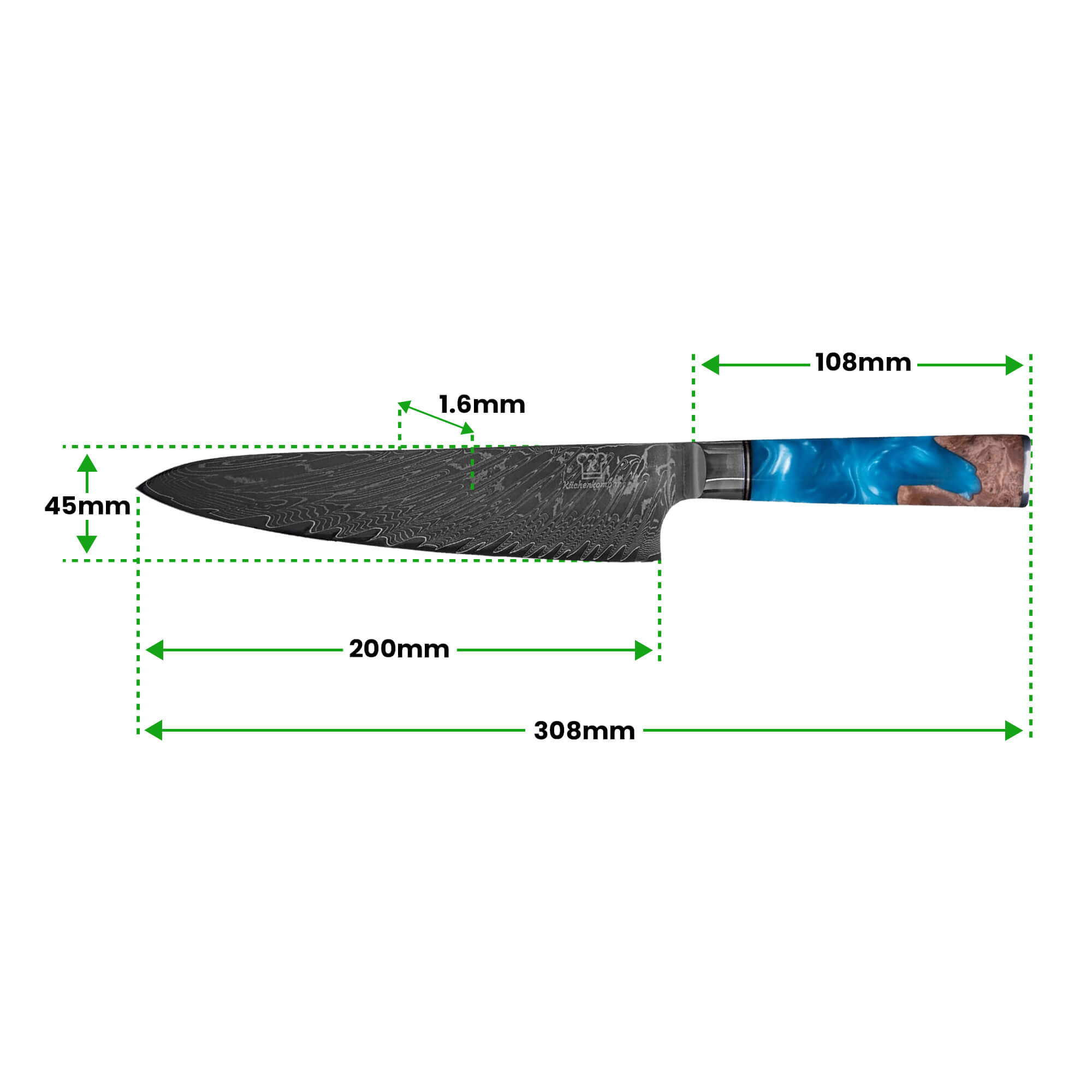 damast chefmesser 30cm