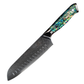 Sheru Damast Santoku Messer mit Abalone-Griffschale