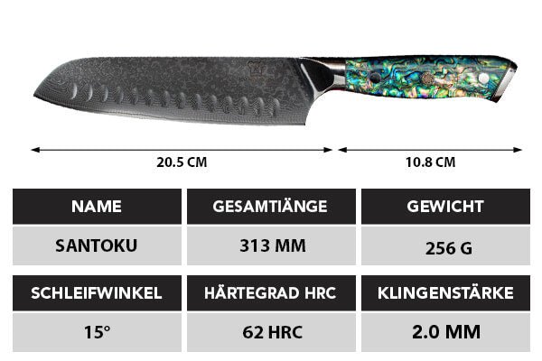 Sheru Santoku maße - Küchenkompane